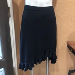 Elegant Black Ruffle Hem Skirt